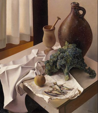 Wouter Schram (1895 - 1987), 'Still Life With Kale', 1929, oil on canvas, 86 x 74 cm, signed: lower right. 