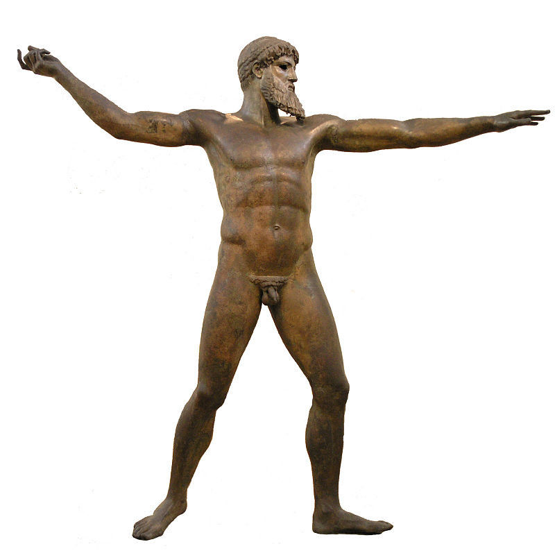 Een Grieks 'mannelijk naakt' genaamd The Artemision Bronze, Nationaal Archeologisch Museum van Athene 