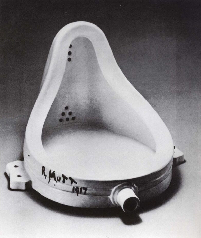 Absurd voorbeeld van dadaïsme-kunst door Marcel Duchamp, Fountain, 1917