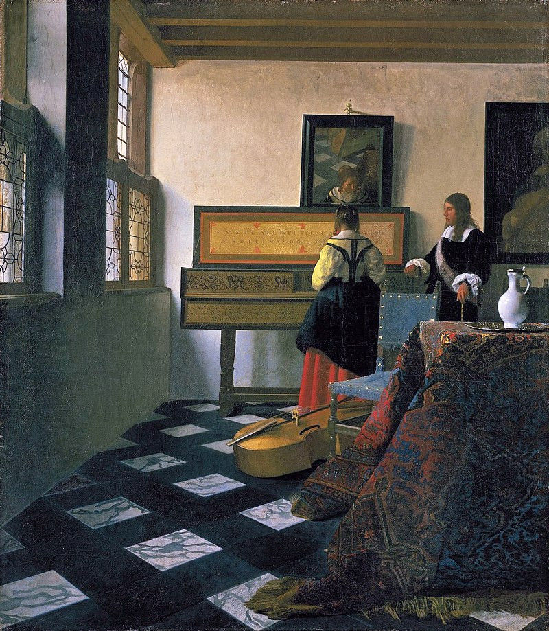 Ejemplo de pintura realista, Johannes Vermeer, La lección de música (1662)