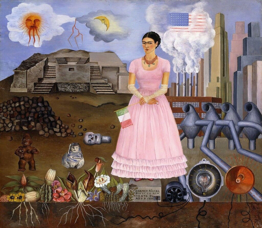 Frida Kahlo, surreale 'Autoritratto al confine tra Messico e Stati Uniti', 1932