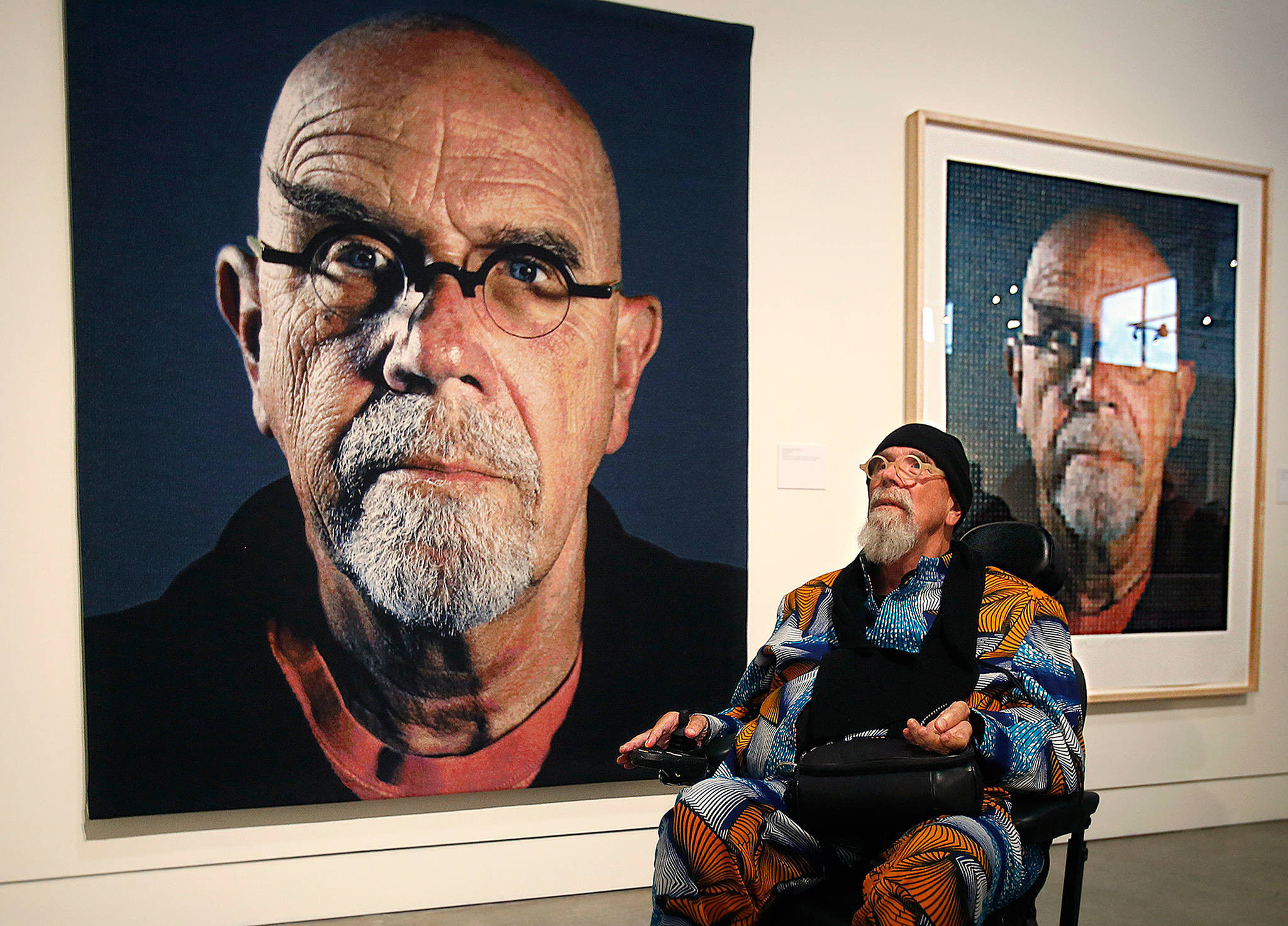 Photorealist Chuck Close, later in life for one of his self-portraits