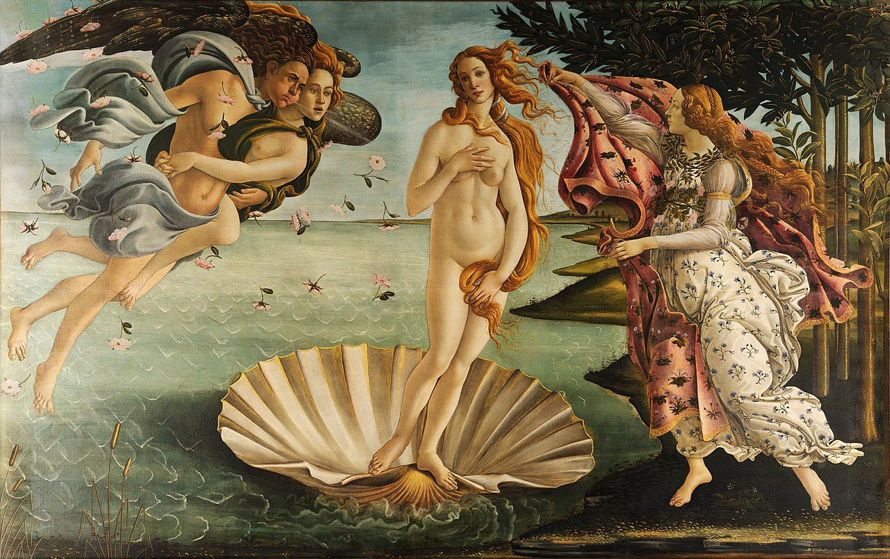 De naakte vrouwen en mannelijke naakten van Sandro Botticelli, The Birth of Venus (ca. 1484-1486), Florence