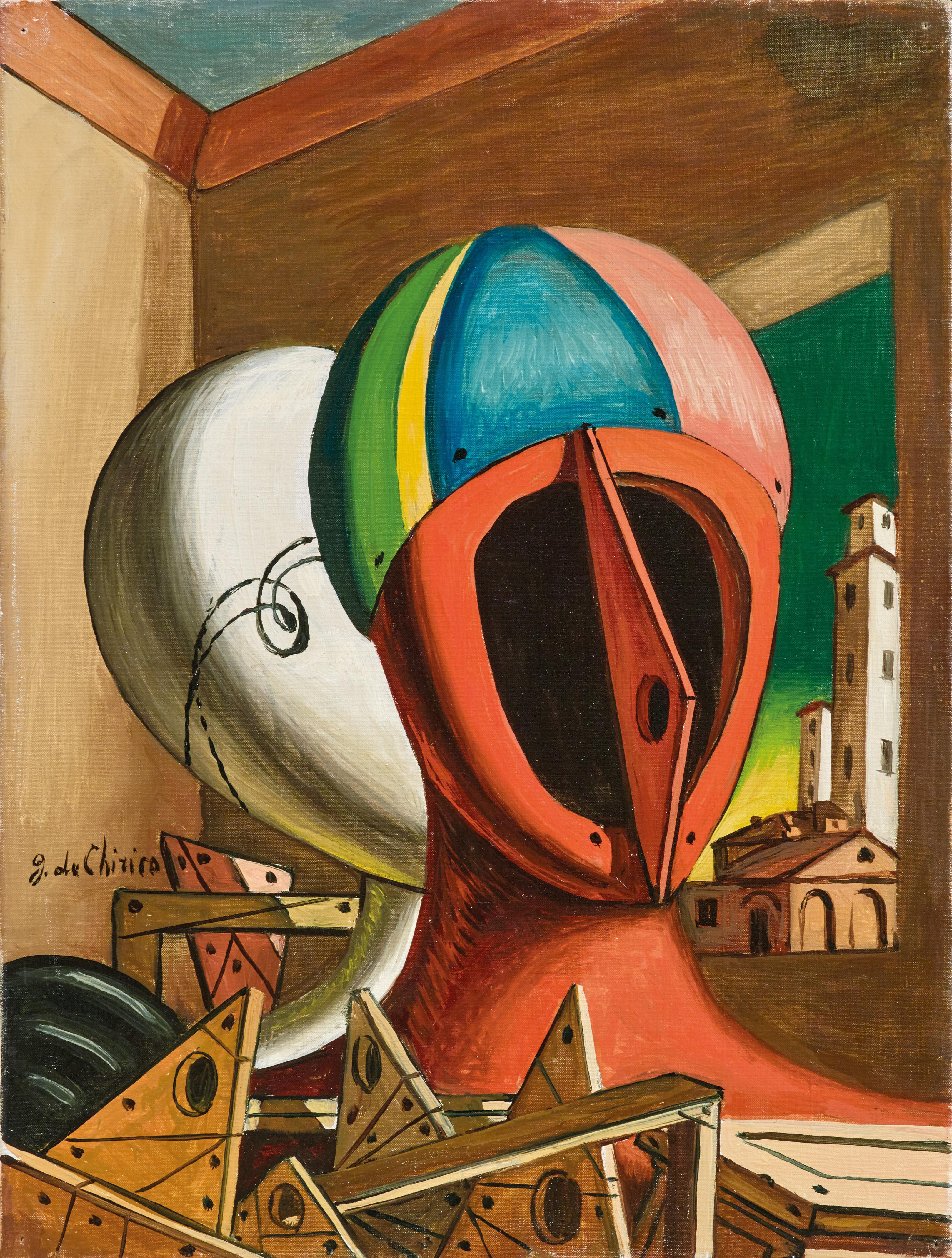 Peinture surréaliste de Giorgio de Chirico, Oreste e Pilade, 1955-1960